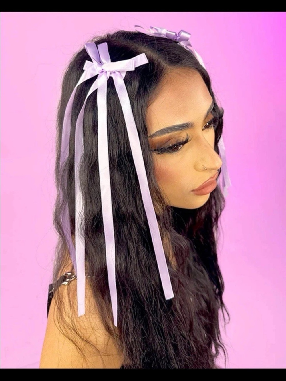 Lilac Ribbon Bow Hair Clips - Women’s Hair Accessories